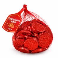 Čok. mince červené Poex 50g