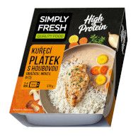 Plátek kuřecí, om. houb., rýže 370g Simply fresh